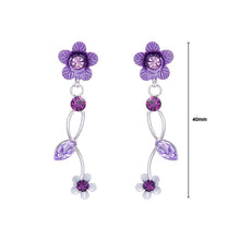 Load image into Gallery viewer, Purple Flower Earrings with Violet Austrian Crystals and Crsytal Glass