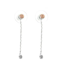 Load image into Gallery viewer, Simple Elegant Silver Pair Earrings with Orange and Silver Austrian Element Crystals