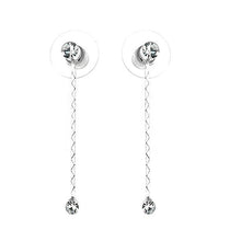 Load image into Gallery viewer, Simple Elegant Silver Pair Earrings with Silver Austrian Element Crystals