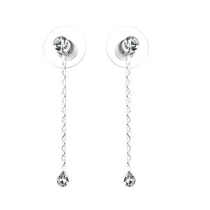Simple Elegant Silver Pair Earrings with Silver Austrian Element Crystals