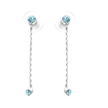 Load image into Gallery viewer, Simple Elegant Silver Pair Earrings with Sky Blue Austrian Element Crystals