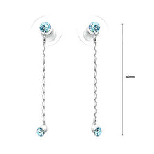 Load image into Gallery viewer, Simple Elegant Silver Pair Earrings with Sky Blue Austrian Element Crystals