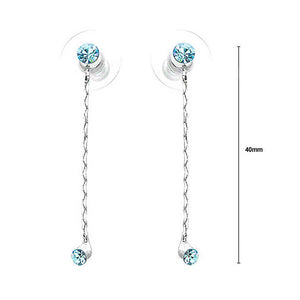 Simple Elegant Silver Pair Earrings with Sky Blue Austrian Element Crystals