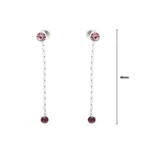 Simple Elegant Silver Pair Earrings with Purple Austrian Element Crystals
