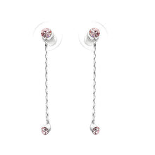 Load image into Gallery viewer, Simple Elegant Silver Pair Earrings with Pink Austrian Element Crystals