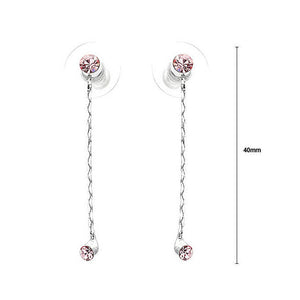 Simple Elegant Silver Pair Earrings with Pink Austrian Element Crystals