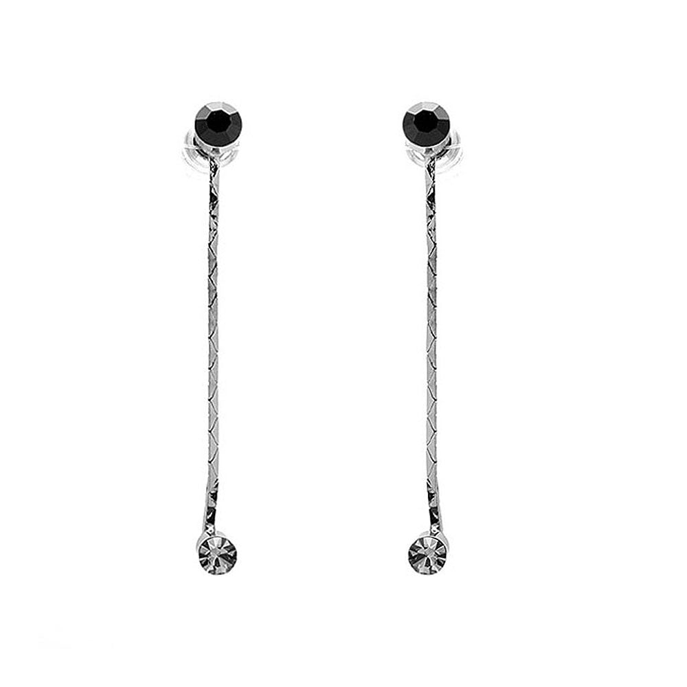 Simple Elegant Black Pair Earrings with Black Austrian Element Crystals