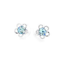Load image into Gallery viewer, Flower Shape Pair Earrings with Bluele Austrian Element Crystals