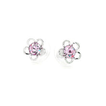 Load image into Gallery viewer, Flower Shape Pair Earrings with Purple Austrian Element Crystals