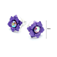 Load image into Gallery viewer, Purple Flower Earrings with Austrian Element Crystal