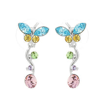 Load image into Gallery viewer, Dancing Butterfly Earrings with Multi-colour Austrian Element Crystals and Crystal Glass
