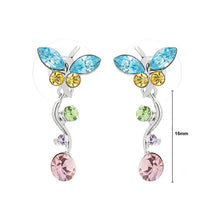 Load image into Gallery viewer, Dancing Butterfly Earrings with Multi-colour Austrian Element Crystals and Crystal Glass