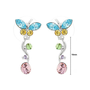 Dancing Butterfly Earrings with Multi-colour Austrian Element Crystals and Crystal Glass