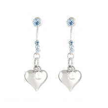 Load image into Gallery viewer, Loving Heart Earrings with Blue Austrian Element Crystals