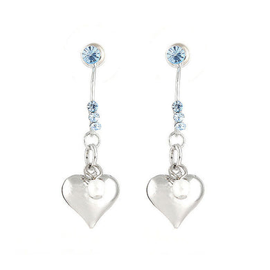 Loving Heart Earrings with Blue Austrian Element Crystals