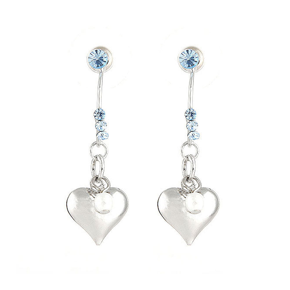Loving Heart Earrings with Blue Austrian Element Crystals