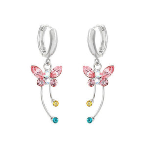 Spread Wings Butterfly Earrings with Multi-colour Austrian Element Crystals and Crystal Glass