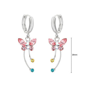 Spread Wings Butterfly Earrings with Multi-colour Austrian Element Crystals and Crystal Glass