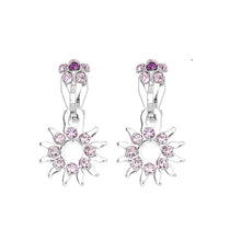 Load image into Gallery viewer, Elegant Sun Shape Non Piercing Earrings with Purple Austrian Element Crystals