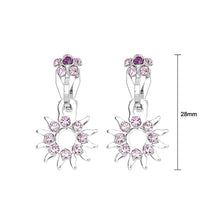 Load image into Gallery viewer, Elegant Sun Shape Non Piercing Earrings with Purple Austrian Element Crystals