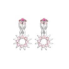 Load image into Gallery viewer, Elegant Sun Shape Non Piercing Earrings with Pink Austrian Element Crystals