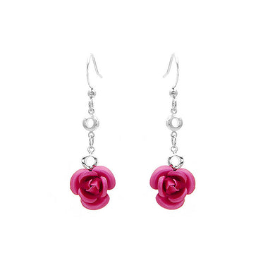 Elegant Pink Rose Earrings