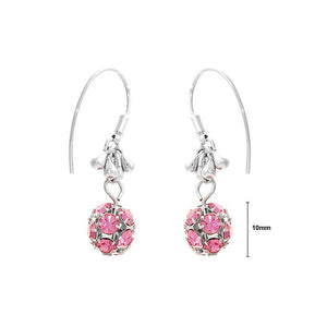 Elegant Ball Shape Earrings with Pink Austrian Element Crystals