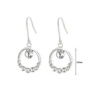 Elegant Round Earrings with Silver Austrian Element Crystals