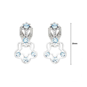 Cutie Flower Non Piercing Earrings with Blue Austrian Element Crystals