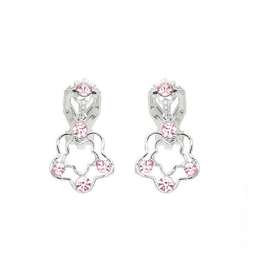 Cutie Flower Non Piercing Earrings with Pink Austrian Element Crystals