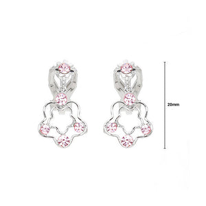 Cutie Flower Non Piercing Earrings with Pink Austrian Element Crystals