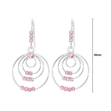 Load image into Gallery viewer, Triple Circle Earrings with Pink Austrian Element Crystals