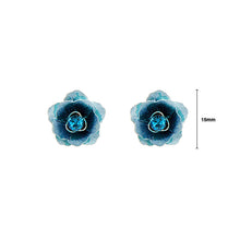 Load image into Gallery viewer, Blue Flower Earrings with Blue Austrian Element Crystals