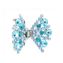 Load image into Gallery viewer, Bow Hair Clip in Light Blue Austrian Element Crystals