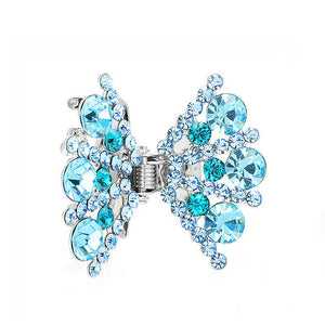 Bow Hair Clip in Light Blue Austrian Element Crystals