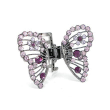 Load image into Gallery viewer, Butterfly Clamp in Purple Austrian Element Crystals