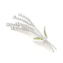Load image into Gallery viewer, Lavender Brooch with Silver and Green Austrian Element Crystals
