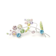 Load image into Gallery viewer, Flower and Leaves Brooch with Multi-colour Austrian Element Crystals