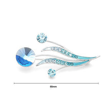 Load image into Gallery viewer, Flower Buds and Leaves Brooch with Blue Austrian Element Crystals and Crystal Glass