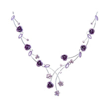 Load image into Gallery viewer, Elegant Rose Necklace with Purple Austrian Element Crystals and Crystal Glass
