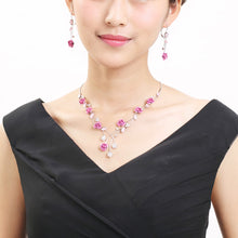 Load image into Gallery viewer, Elegant Rose Necklace with Silver Austrian Element Crystals and Crystal Glass