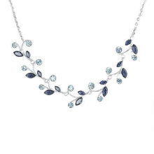 Load image into Gallery viewer, Blue Leaves Necklace with Blue Austrian Element Crystals