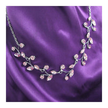 Load image into Gallery viewer, Pink Leaves Necklace with Pink Austrian Element Crystals