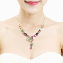 Load image into Gallery viewer, Colorful Flower Necklace with Multi-color Austrian Element Crystals