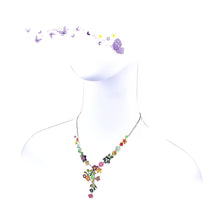 Load image into Gallery viewer, Colorful Flower Necklace with Multi-color Austrian Element Crystals