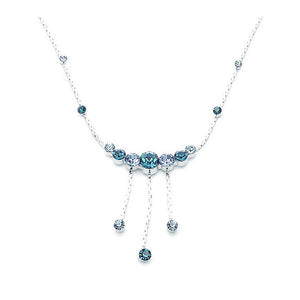Elegant Necklace with Blue Austrian Element Crystals