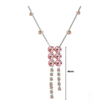 Load image into Gallery viewer, Elegant Silver Necklace with Pink Austrian Element Crystals