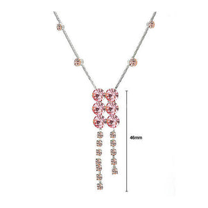 Elegant Silver Necklace with Pink Austrian Element Crystals