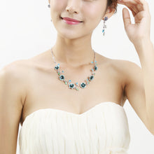 Load image into Gallery viewer, Elegant Rose Necklace with Blue Austrian Element Crystals