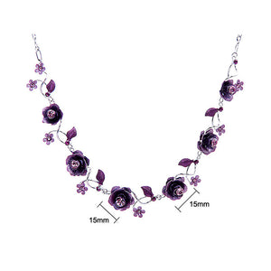 Elegant Rose Necklace with Purple Austrian Element Crystals